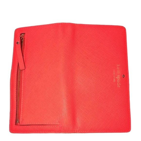 Kate Spade orange wristlet mobile case wallet genuine leather lots of slots - Picture 3 of 12